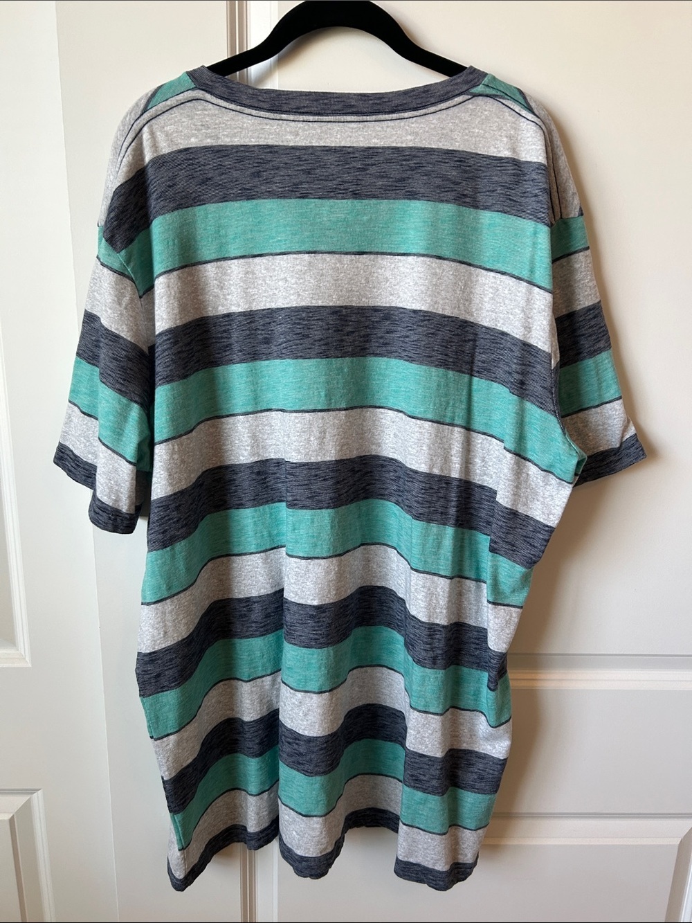 Urban Pipeline Men's V-Neck Stripe Tee - Teal/Gray/Black 3XL Tall - Picture 4 of 6